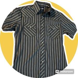 WRANGLER snap down, short sleeve western shirt, striped, men's size M